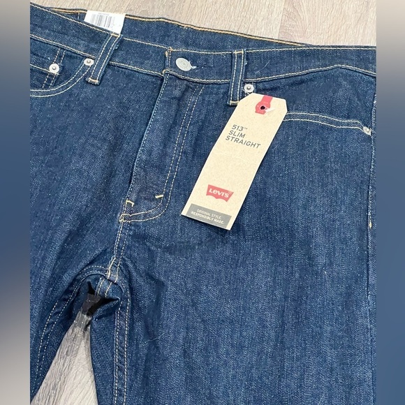 NWT Levi’s 513 Slim Straight 32W 34L Slim Straight Dark Wash Denim Jeans 501 - Picture 5 of 8
